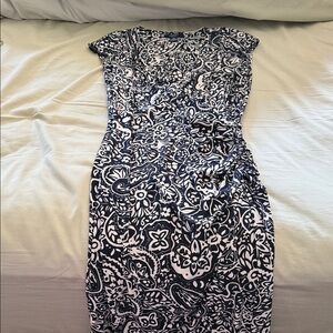 Elegant navy and White Floral Dress